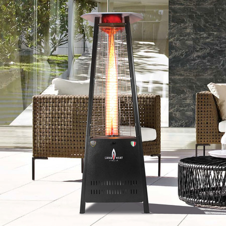 Lava Heat Italia The Capri 72" Triangle Glass Tube Outdoor Heater AL6MPBLK